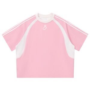https://ajmall-vc-public-bucket.oss-us-west-1.aliyuncs.com/hugepod/material/custom_printing/87296b45b2064adcbc68bd816ac1e0e3.png Contrast Stripes Panel Mesh T-shirt